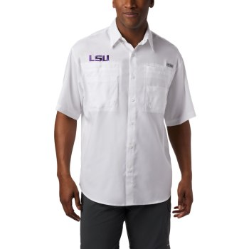 Columbia Overhemd Heren, Collegiate PFG Tamiami Short Sleeve - LSU Wit, 42JTSLDVB